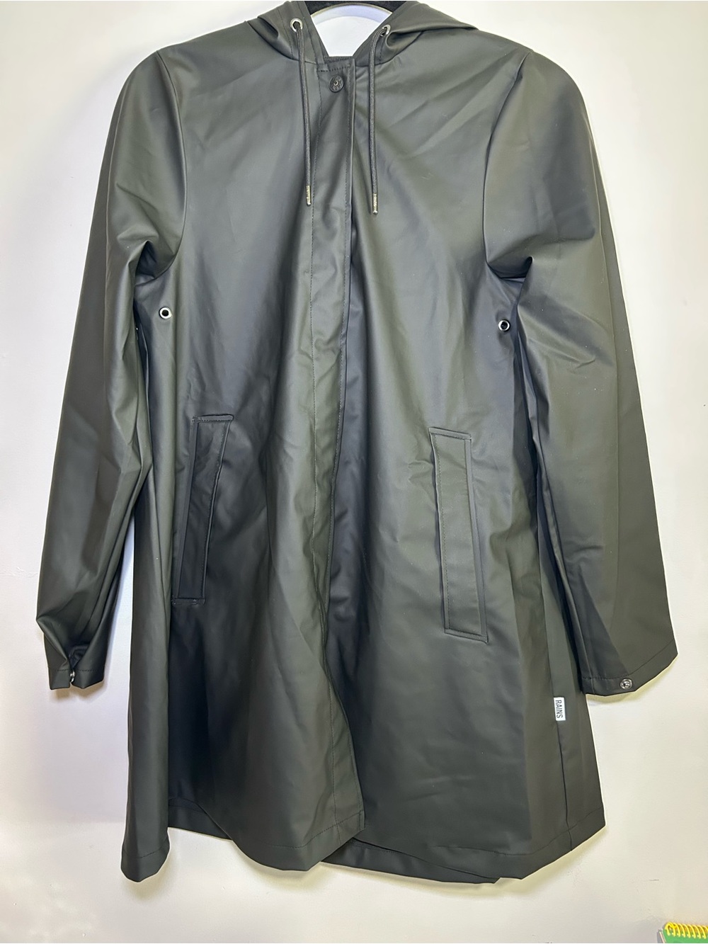 RAINS A-Line W Jacket W3 Black Hooded Raincoat Waterproof NWT XS
